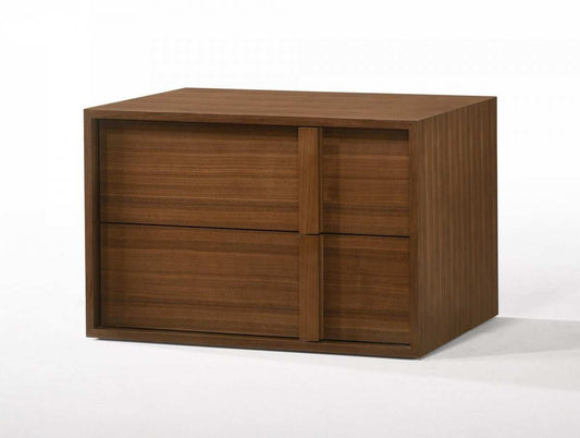 Modern Walnut Nightstand with Two Integrated Drawers - Homeroots - Flyclothing LLC