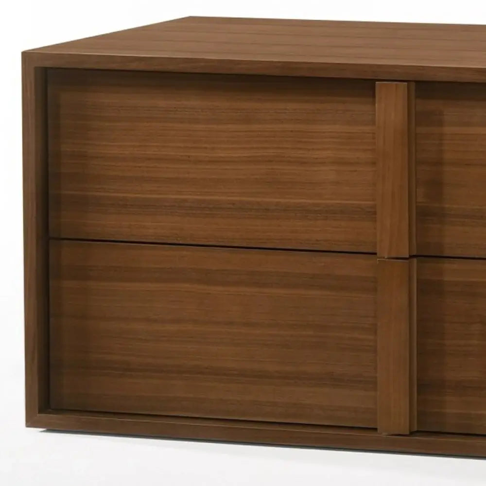 Modern Walnut Nightstand with Two Integrated Drawers - Homeroots - Flyclothing LLC