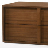 Modern Walnut Nightstand with Two Integrated Drawers - Homeroots