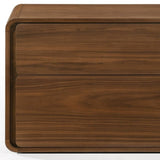 Modern Walnut Brown Nightstand with Two Drawers - Homeroots