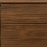 Modern Walnut Brown Nightstand with Two Drawers - Homeroots - Flyclothing LLC