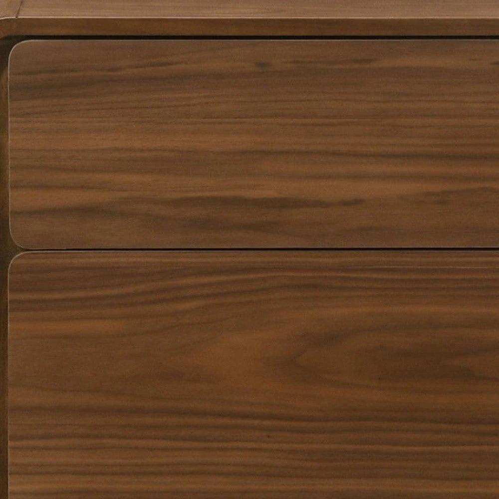 Modern Walnut Brown Nightstand with Two Drawers - Homeroots - Flyclothing LLC