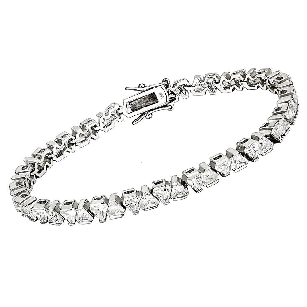 47302 - Rhodium Brass Bracelet with AAA Grade CZ  in Clear - Alamode