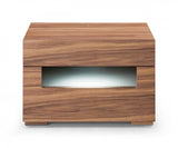 Dazzling contemporary LED Walnut Nightstand with Two Drawers - Homeroots