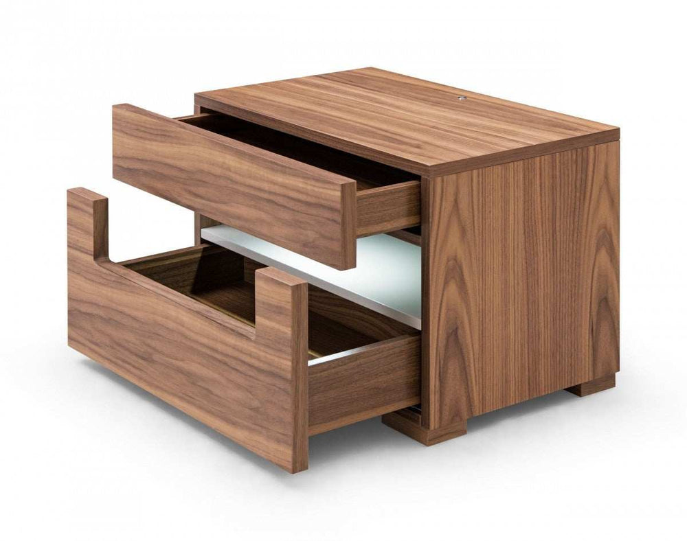 Dazzling contemporary LED Walnut Nightstand with Two Drawers - Homeroots - Flyclothing LLC