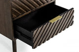 Classic Chevron Dark Brown Nightstand with Two Drawers - Homeroots - Flyclothing LLC