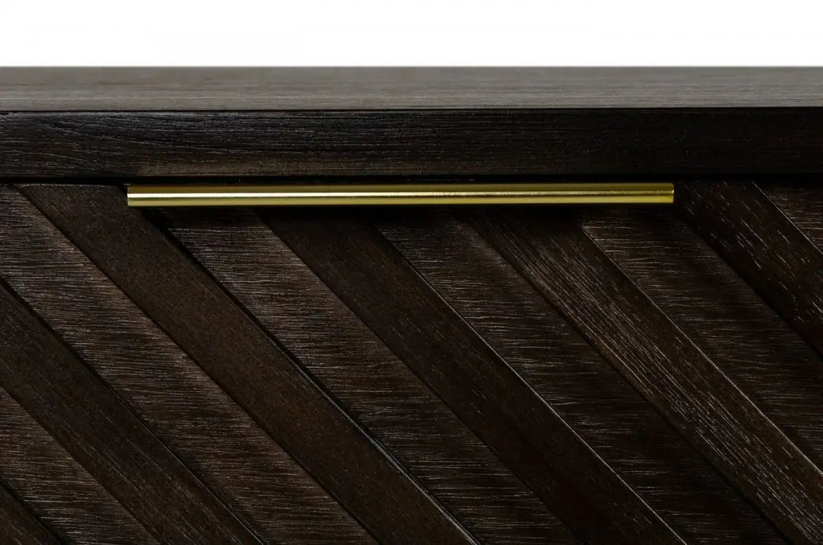 Classic Chevron Dark Brown Nightstand with Two Drawers - Homeroots - Flyclothing LLC