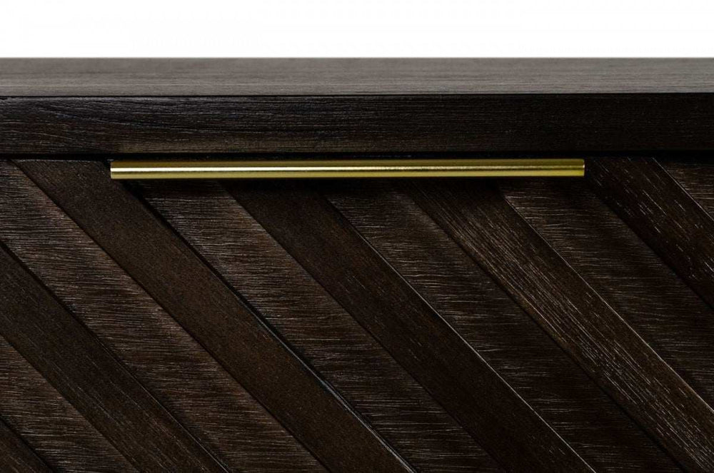 Classic Chevron Dark Brown Nightstand with Two Drawers - Homeroots - Flyclothing LLC