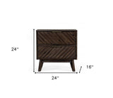Classic Chevron Dark Brown Nightstand with Two Drawers - Homeroots - Flyclothing LLC