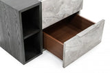 Contempo Gray Faux Marble and Gray Two Drawer Nightstand - Homeroots - Flyclothing LLC