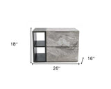 Contempo Gray Faux Marble and Gray Two Drawer Nightstand - Homeroots - Flyclothing LLC