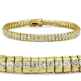 47303 - Gold Brass Bracelet with AAA Grade CZ  in Clear - Alamode