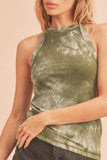 Aemi + Co Ribbed Tie-Dye Round Neck Tank - Trendsi