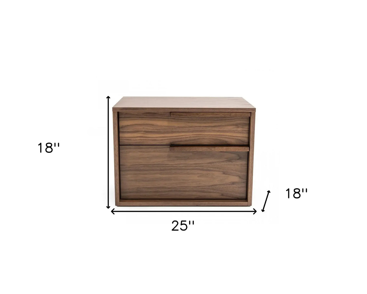Modern Light Brown Walnut Nightstand with Two drawers - Homeroots - Flyclothing LLC