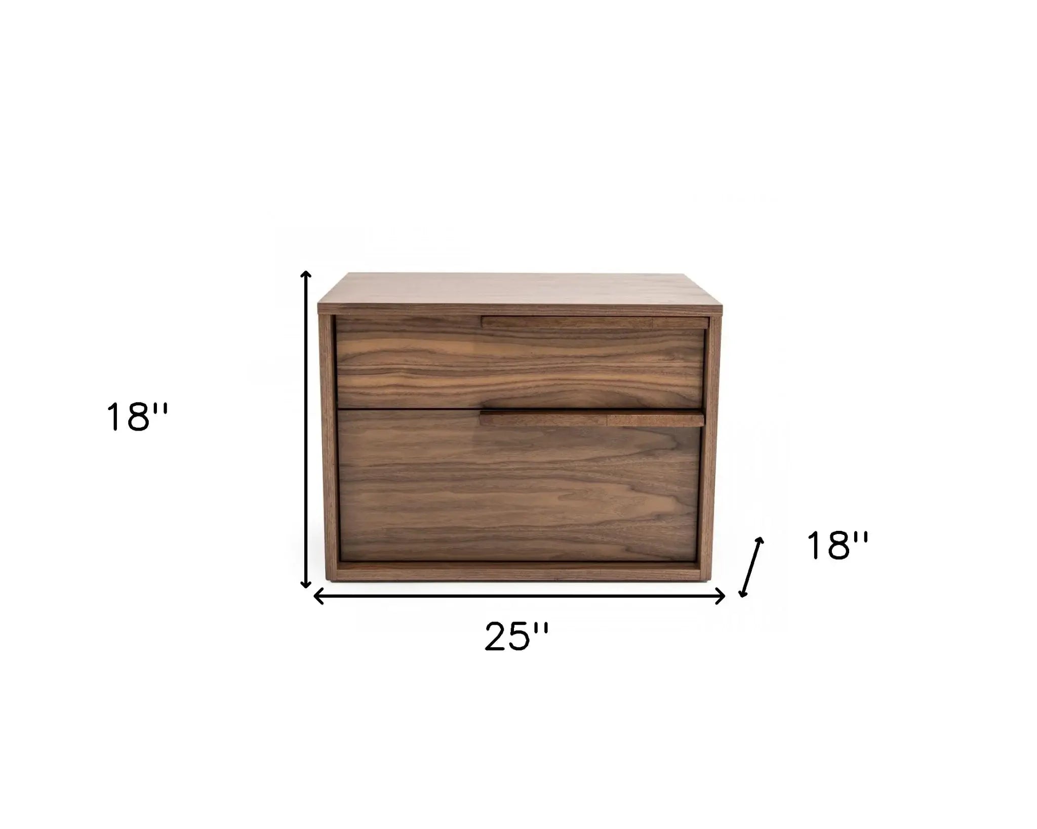 Modern Light Brown Walnut Nightstand with Two drawers - Homeroots - Flyclothing LLC