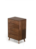 30" Walnut Solid Wood Five Drawer Chest - Homeroots