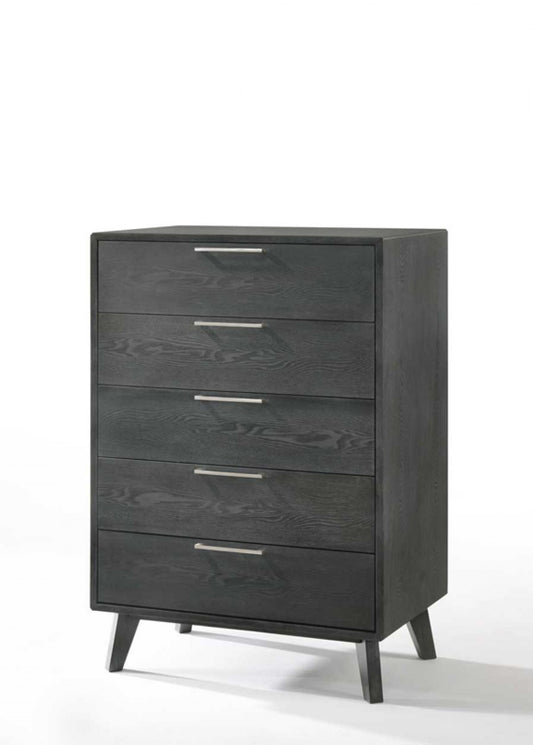 30" Grey Wash Solid Wood Five Drawer Chest - Homeroots