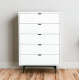30" White Solid Wood Five Drawer Chest