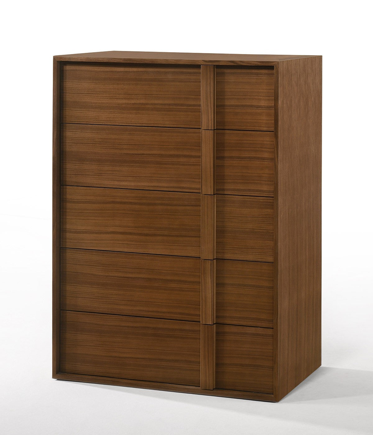 36" Walnut Brown Wood Contemporary Five Drawer Dresser - Homeroots - Flyclothing LLC