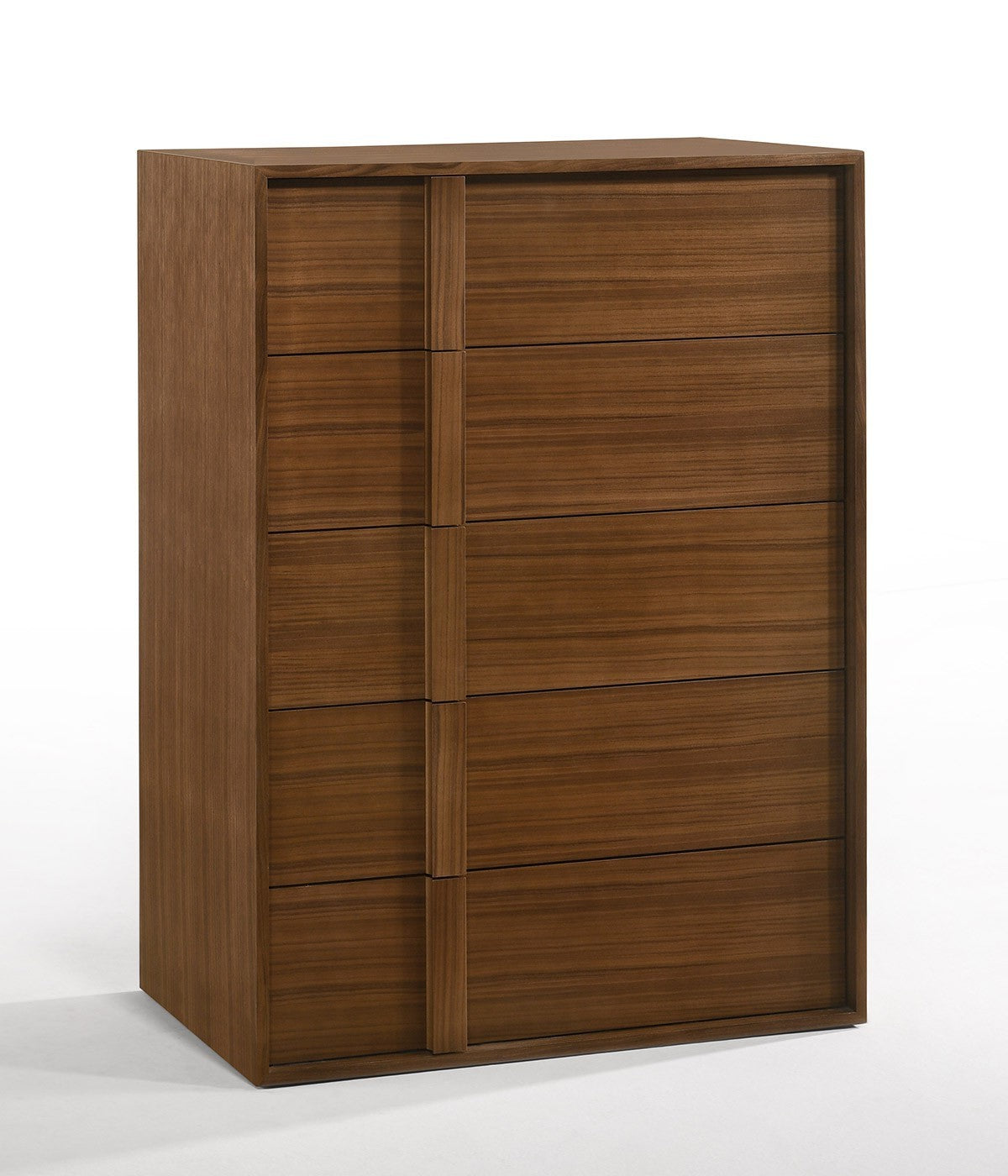 36" Walnut Brown Wood Contemporary Five Drawer Dresser - Homeroots - Flyclothing LLC