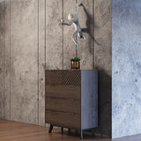 39" Dark Acacia Solid Wood Five Drawer Dresser - Homeroots