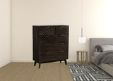 39" Dark Acacia Solid Wood Five Drawer Dresser - Homeroots