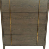 39" Dark Brown and gold Solid Wood Four Drawer Dresser - Homeroots