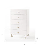 30" White Manufactured Wood Five Drawer Chest - Homeroots