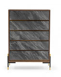 30" Walnut And Grey Manufactured Wood Five Drawer Chest - Homeroots