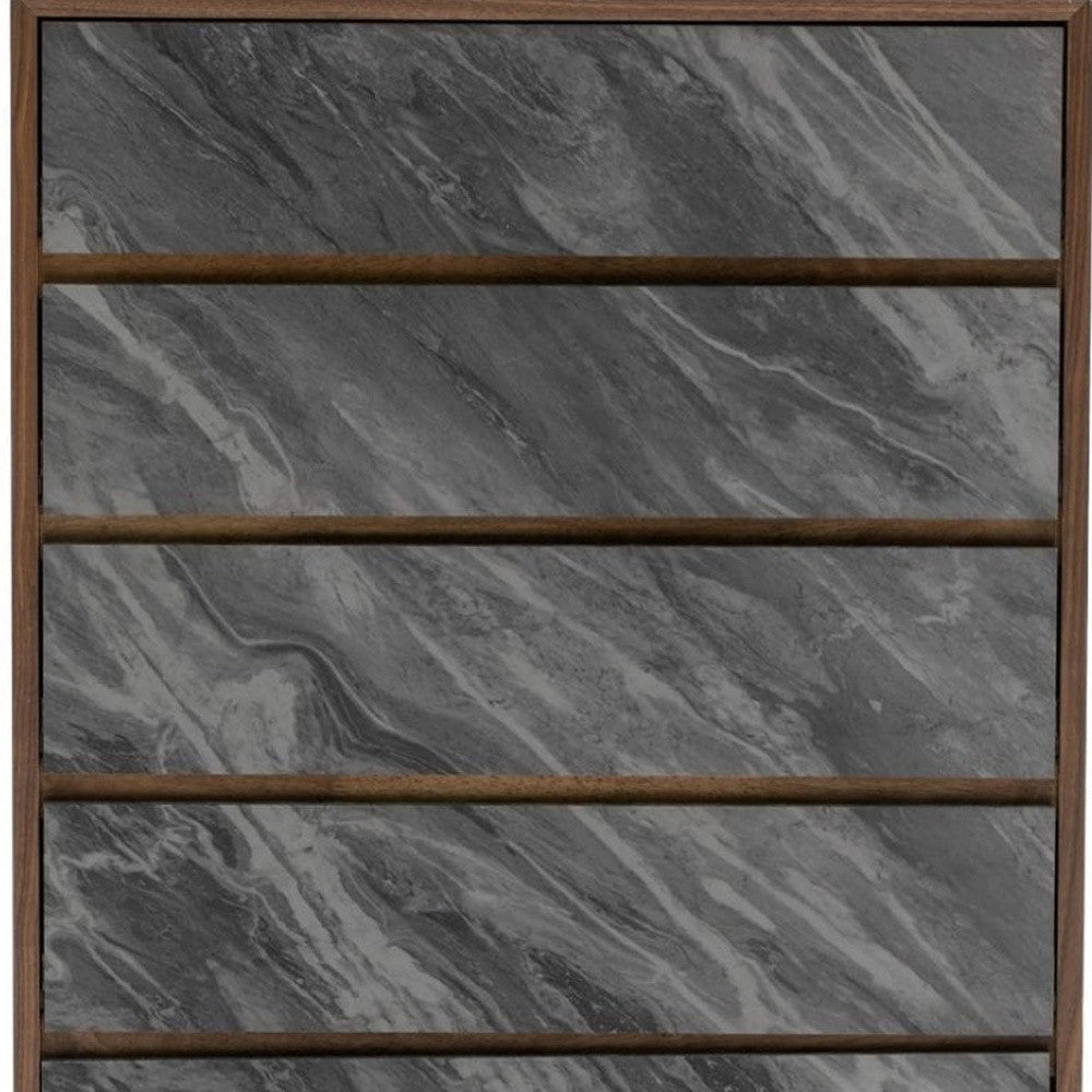 30" Walnut And Grey Manufactured Wood Five Drawer Chest - Homeroots - Flyclothing LLC
