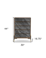 30" Walnut And Grey Manufactured Wood Five Drawer Chest - Homeroots - Flyclothing LLC