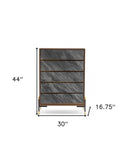 30" Walnut And Grey Manufactured Wood Five Drawer Chest - Homeroots - Flyclothing LLC