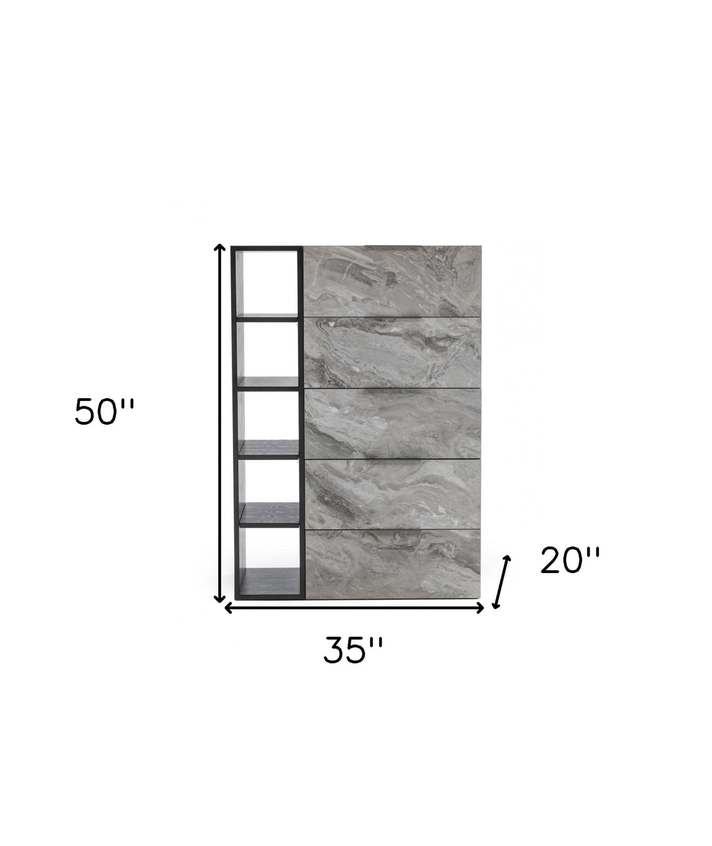 35" Grey Manufactured Wood Five Drawer Chest - Homeroots - Flyclothing LLC