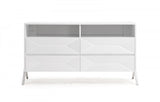 61" White Manufactured Wood Four Drawer Double Dresser - Homeroots - Flyclothing LLC