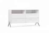 61" White Manufactured Wood Four Drawer Double Dresser - Homeroots - Flyclothing LLC