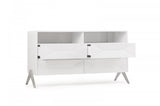 61" White Manufactured Wood Four Drawer Double Dresser - Homeroots