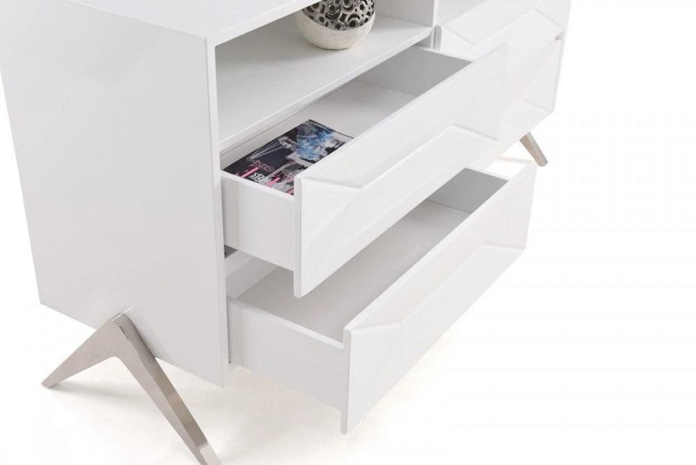 61" White Manufactured Wood Four Drawer Double Dresser - Homeroots - Flyclothing LLC