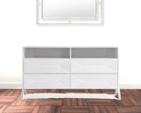 61" White Manufactured Wood Four Drawer Double Dresser - Homeroots - Flyclothing LLC
