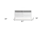 61" White Manufactured Wood Four Drawer Double Dresser - Homeroots - Flyclothing LLC