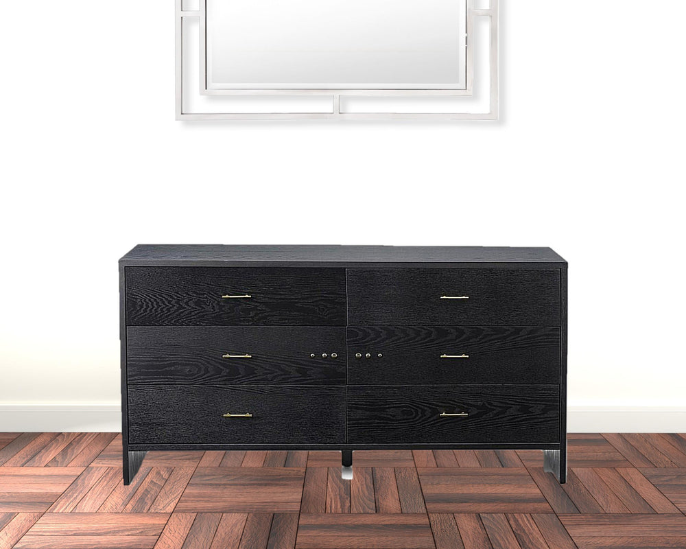 59" Grey Ash Manufactured Wood Six Drawer Double Dresser - Homeroots - Flyclothing LLC