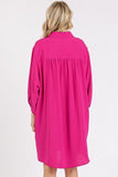 Mittoshop Airflow 3/4 Sleeve Buttoned Shirt Mini Dress - Trendsi