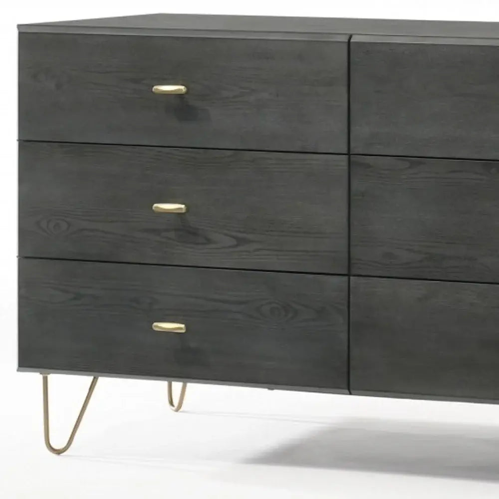 51" Grey Manufactured Wood Six Drawer Double Dresser - Homeroots - Flyclothing LLC