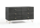 51" Grey Manufactured Wood Six Drawer Double Dresser - Homeroots