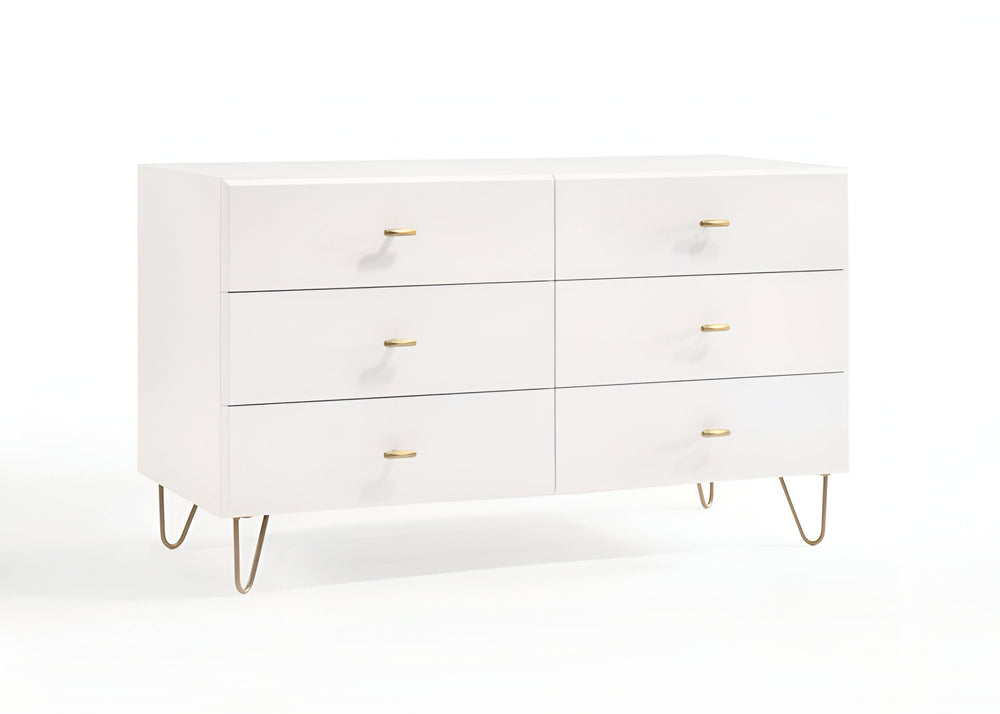 51" White Manufactured Wood Six Drawer Double Dresser - Homeroots - Flyclothing LLC