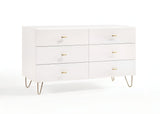 51" White Manufactured Wood Six Drawer Double Dresser - Homeroots