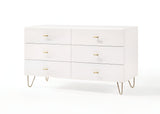 51" White Manufactured Wood Six Drawer Double Dresser - Homeroots