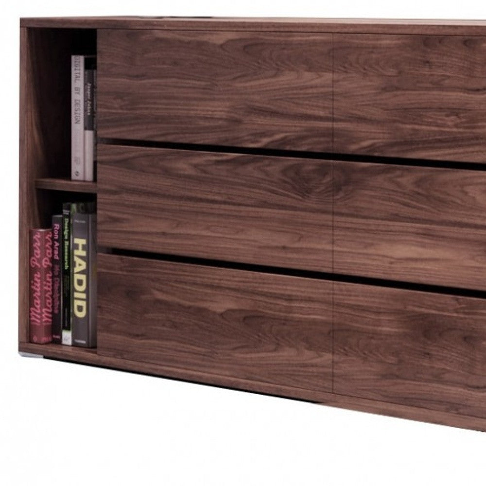 63" Walnut Solid Wood Six Drawer Double Dresser - Homeroots - Flyclothing LLC