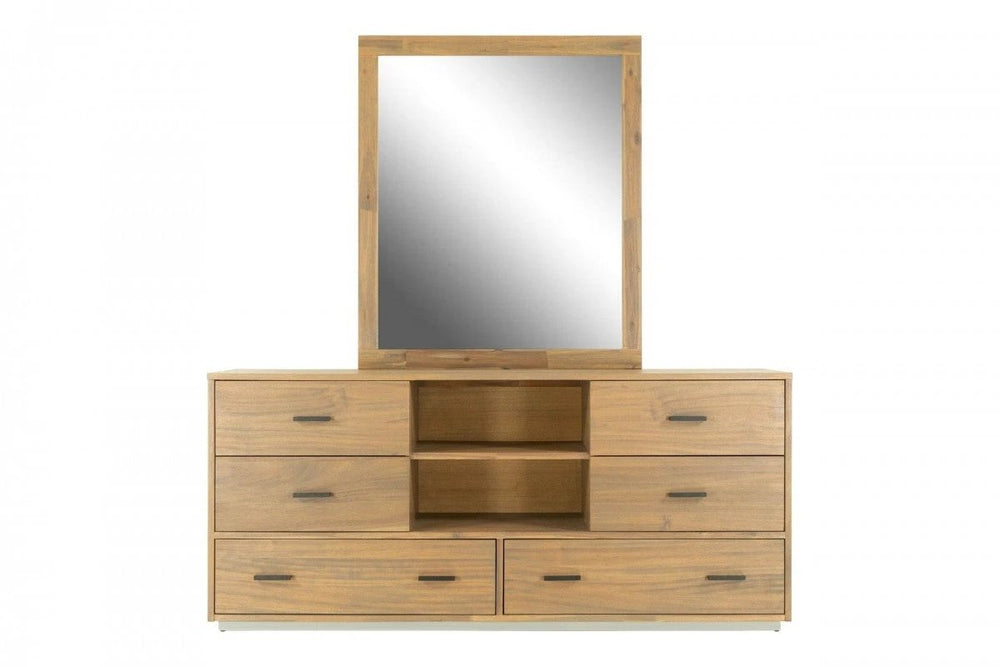 63" Walnut Six Drawer Combo Dresser - Homeroots
