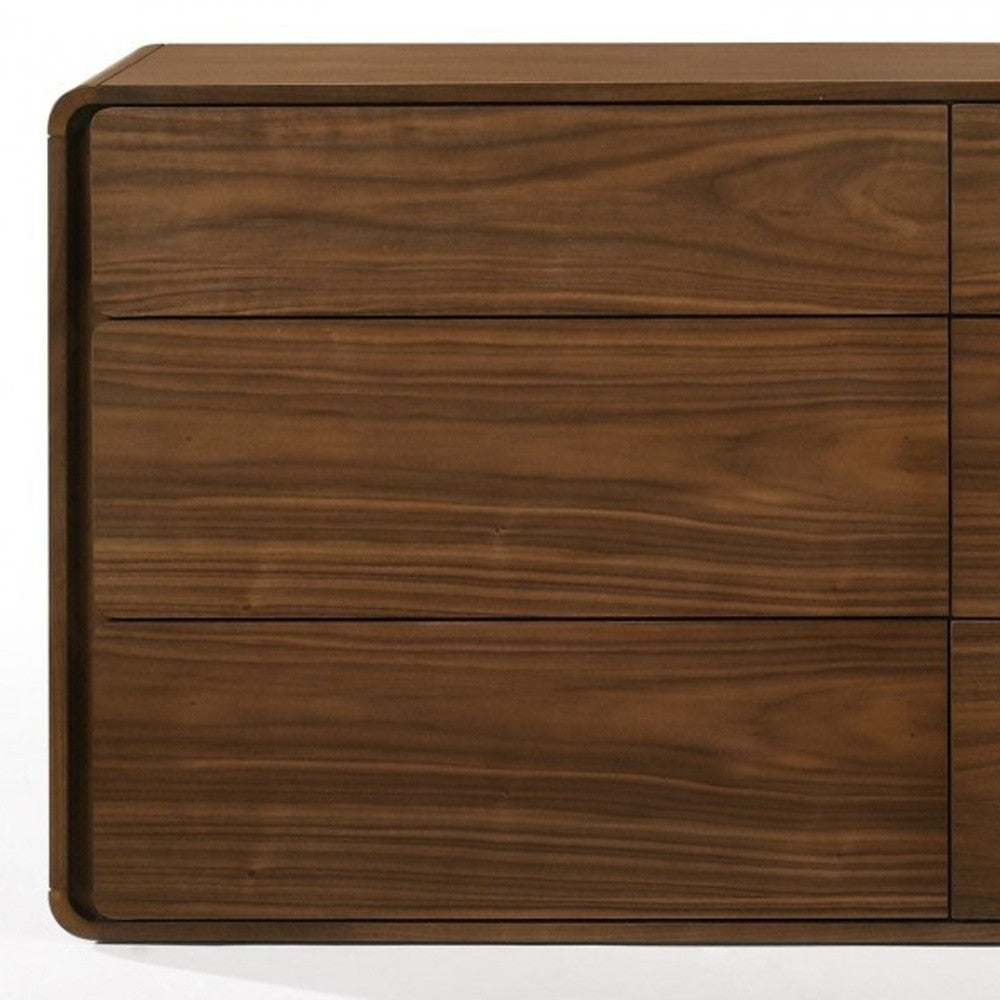 59" Walnut Solid Wood Six Drawer Double Dresser - Homeroots - Flyclothing LLC