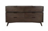 65" Acacia Solid Wood Six Drawer Double Dresser - Homeroots